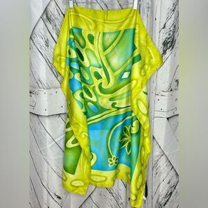 Floral Scarf Square Italy Blue Yellow